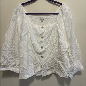A New Day White Button-Front Blouse